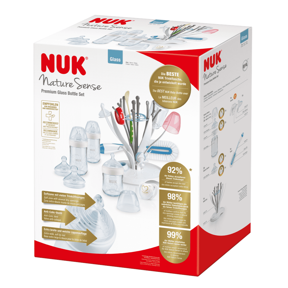NUK Nature Sense Premium Glass Bottle Set - 8 Pack.