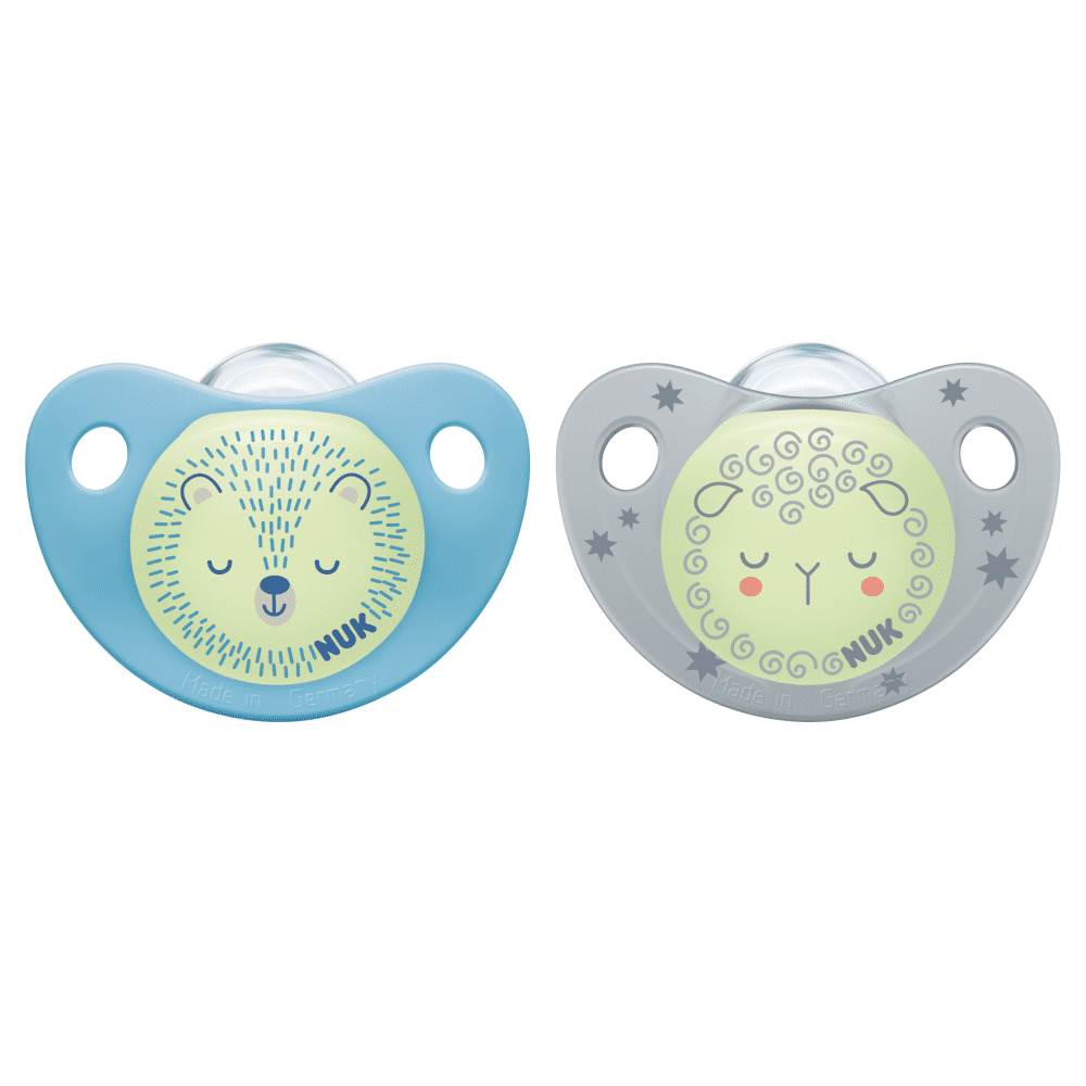 NUK Night & Day Trendline Soother Silicone 0-6 Months Twin Pack-Random Pattern.