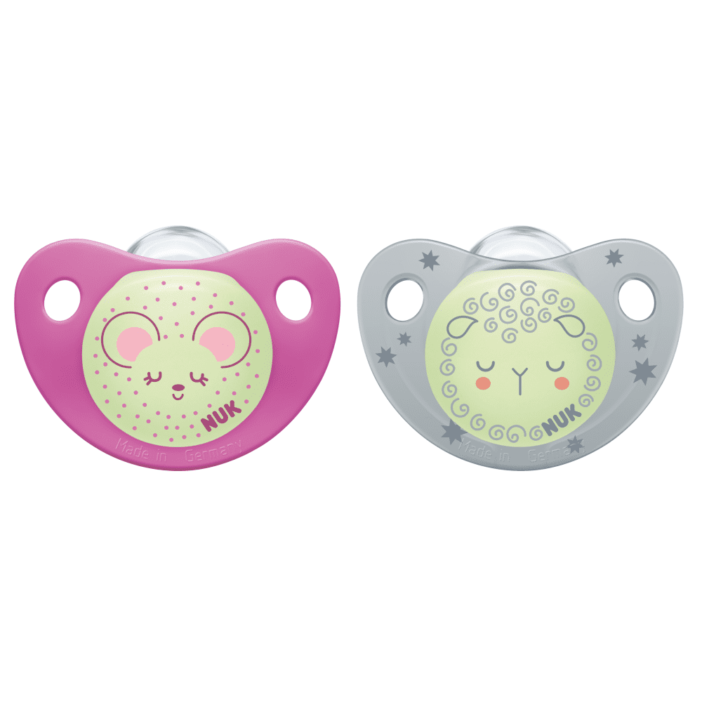 NUK Night & Day Trendline Soother Silicone 0-6 Months Twin Pack-Random Pattern.