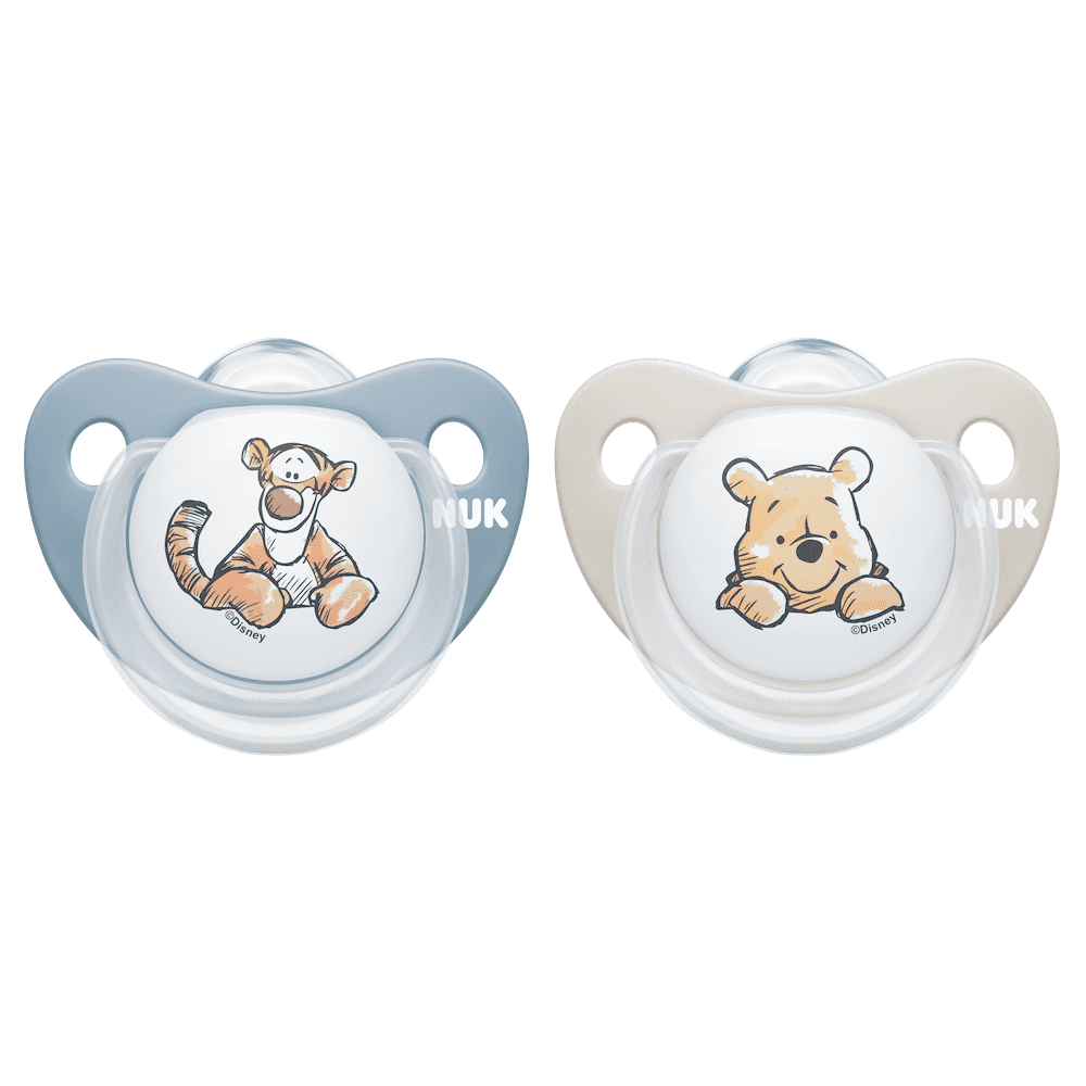 NUK Silicone Soothers - Winnie the Pooh 0-6 Months Twin Pack-Random Pattern.