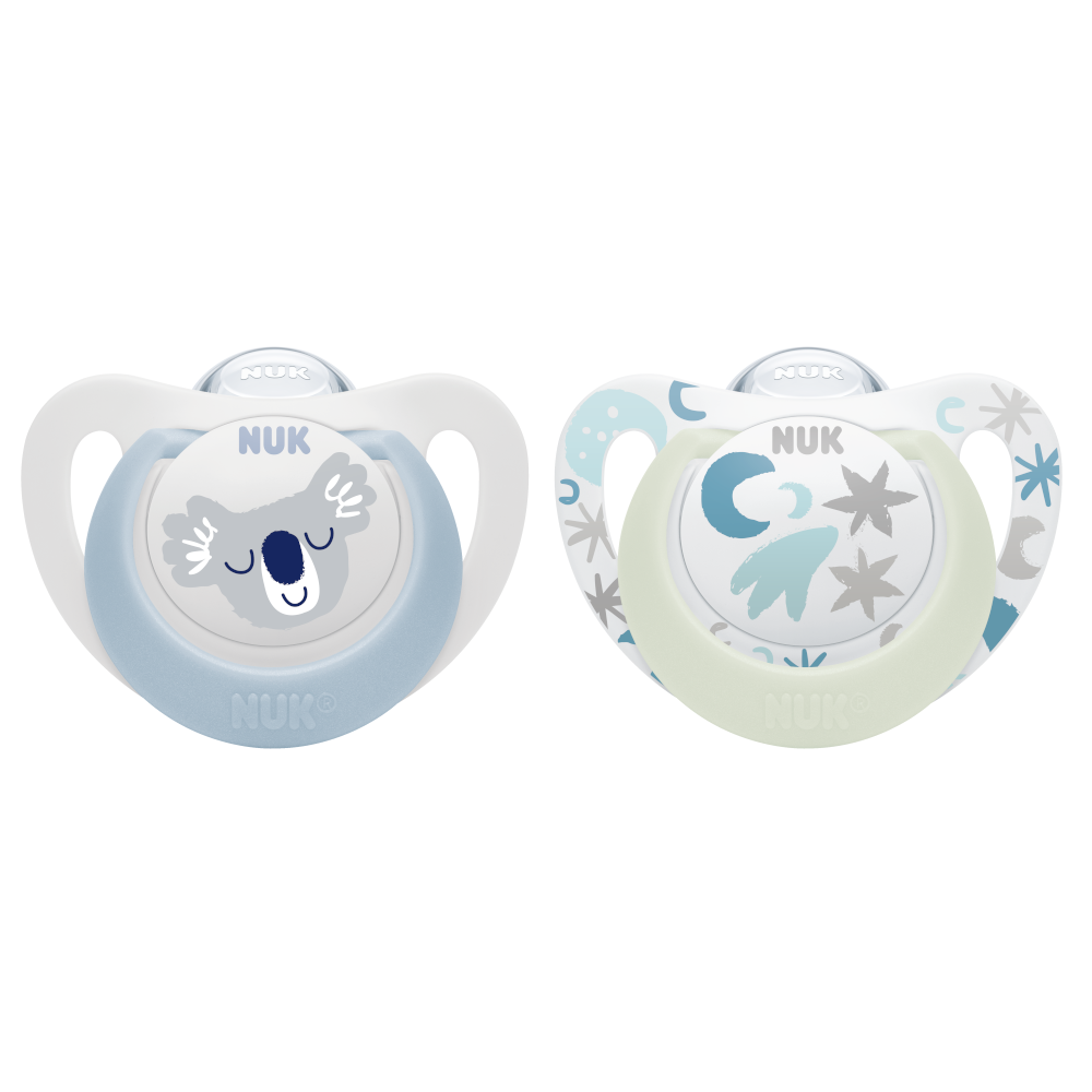 NUK Star Day & Night Silicone Soother 0-6 Months Twin Pack