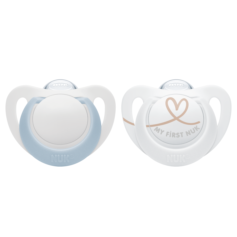 NUK Star Silicone Soother 0-6 Months Twin Pack - Gentle and soothing pacifiers for infants, promoting healthy oral development and comfort.