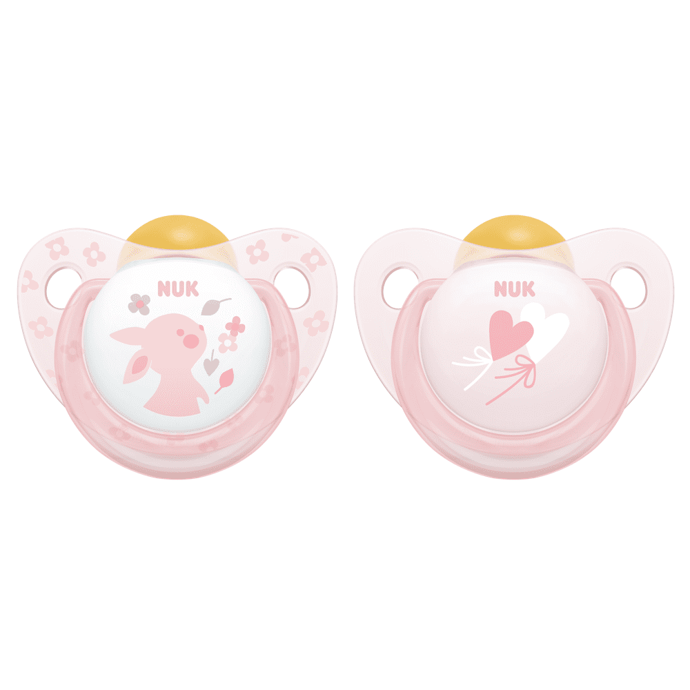 NUK Latex Soothers 0-6 Months Twin Pack - Baby Rose.