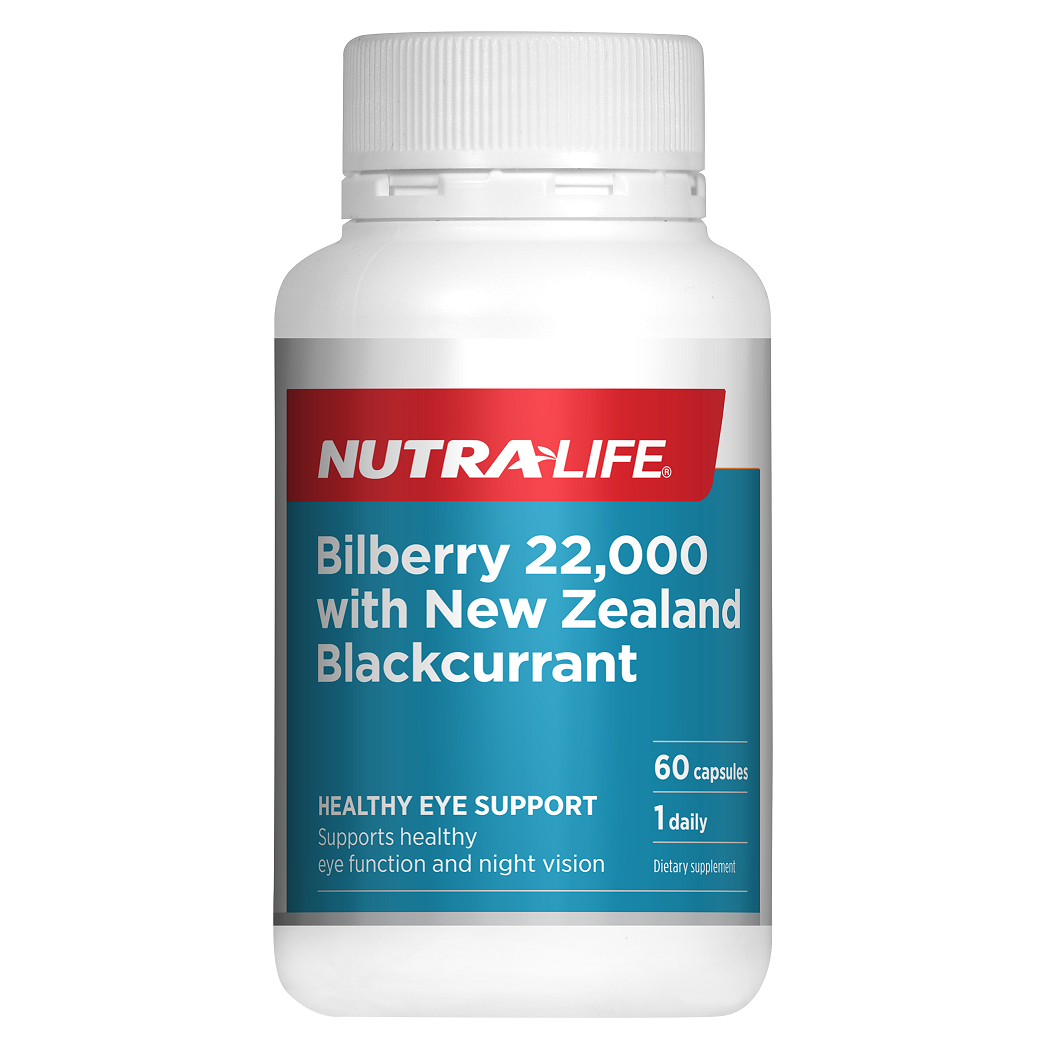 Nutra-Life Bilberry 22,000 Plus New Zealand Blackcurrant 60 Capsules.