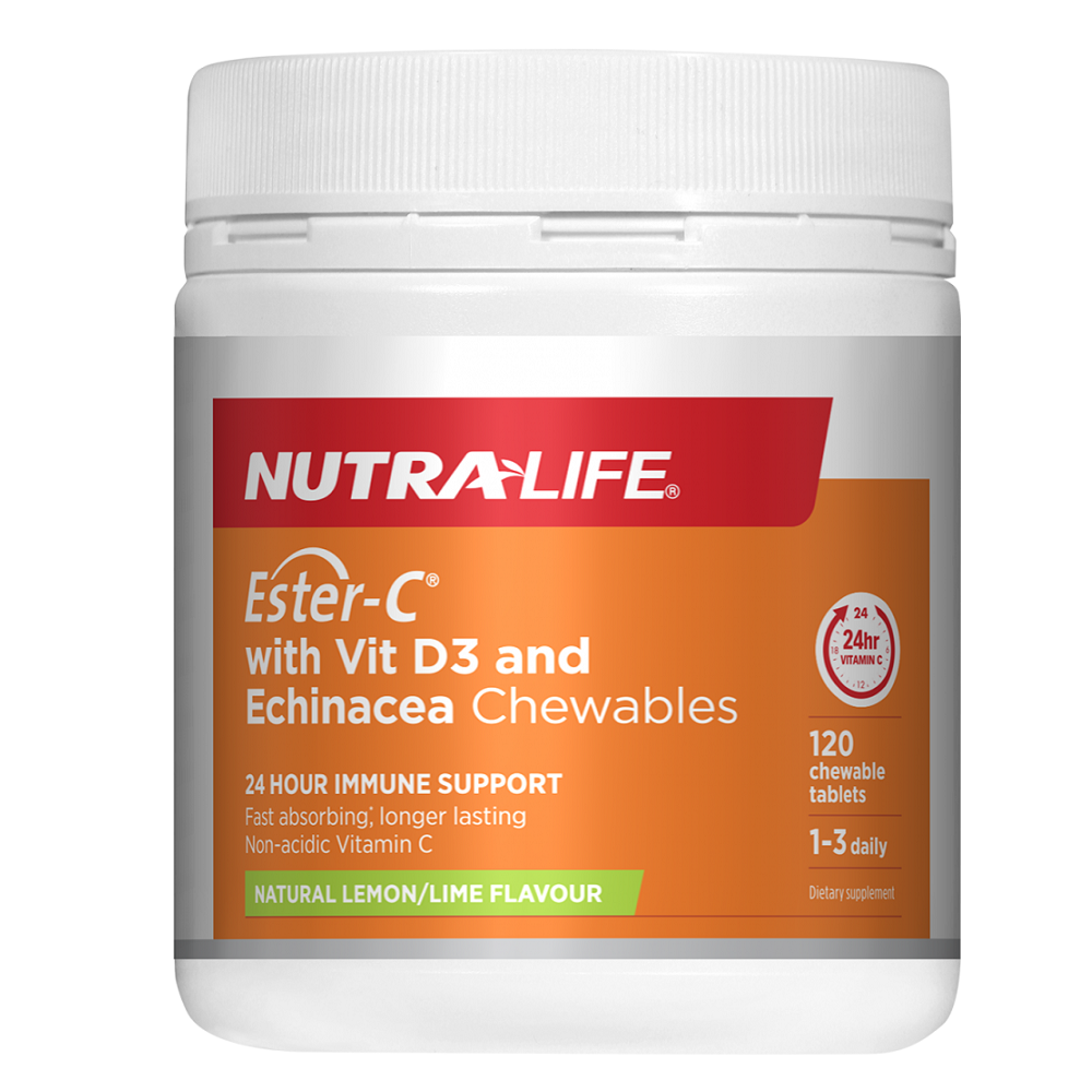 Nutra-Life Ester-C with Vitamin D3 Echinacea 120 Chewable Tablets.