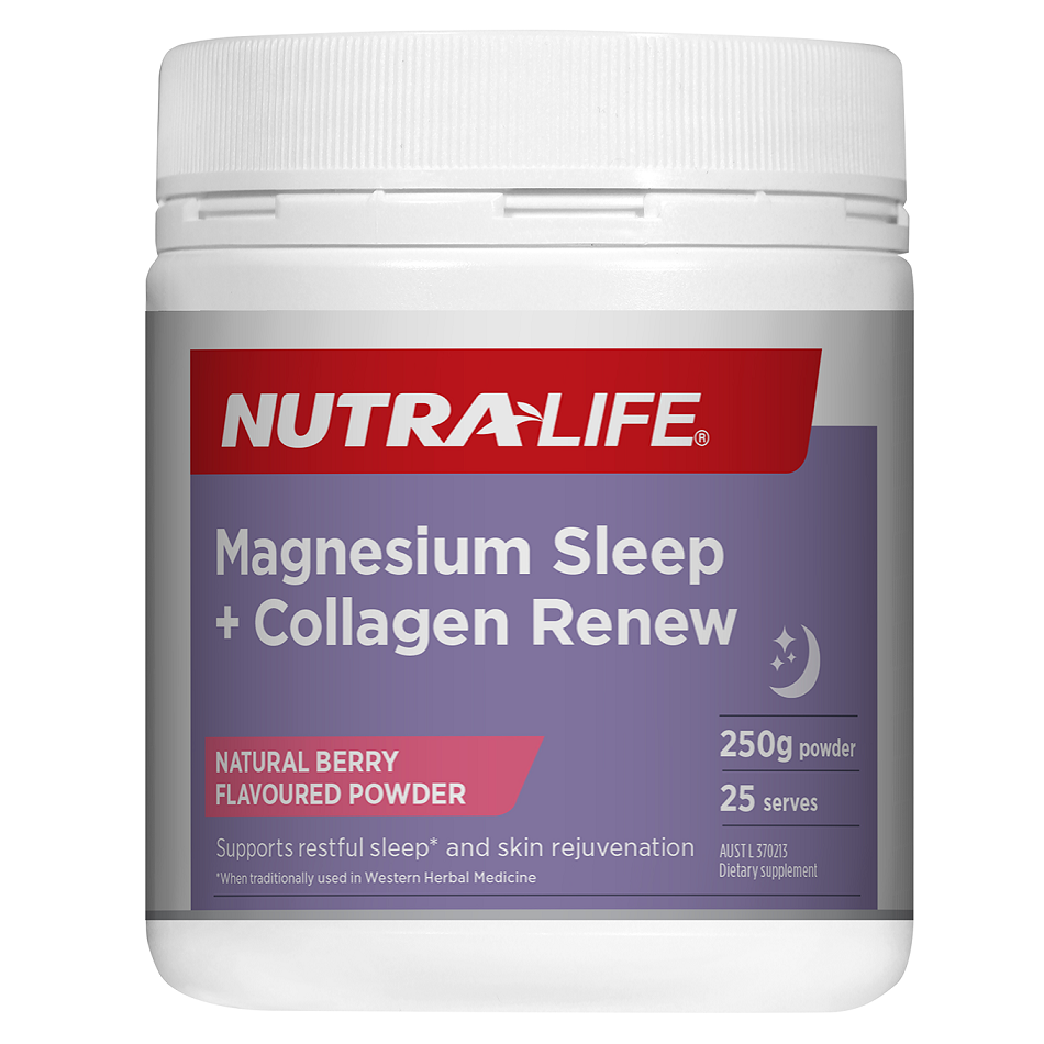 Nutra-Life Magnesium Sleep + Collagen Renew Powder 250g.