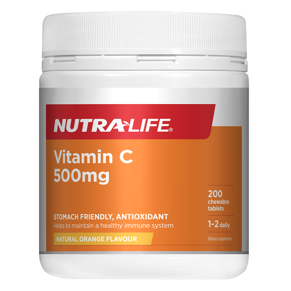 Nutra-Life Vitamin C 500mg 200 Chewable Tablets.