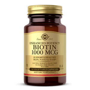 Solgar Biotin 1000 mcg 50 Vegetable Capsules.