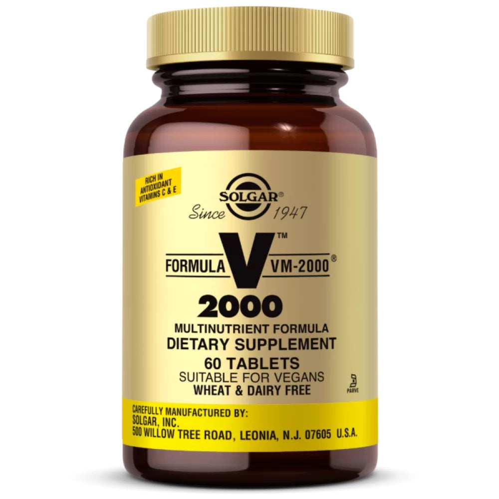 Boost your vitality with Solgar Formula VM2000 Multivitamin Tablets. This comprehensive blend of essential vitamins and minerals supports overall well-being, energy, and immune health. 