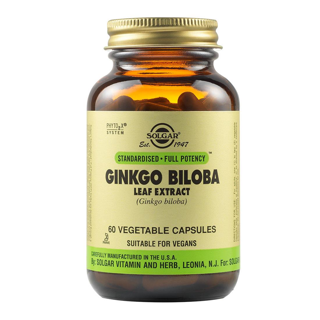 Solgar Ginkgo Biloba Leaf Extract 60 Vege Capsules.