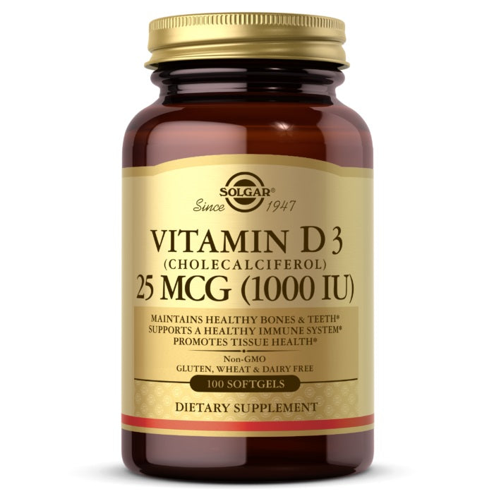 Solgar Vitamin D3(Cholecalciferol) 1000 IU 100 Softgels.