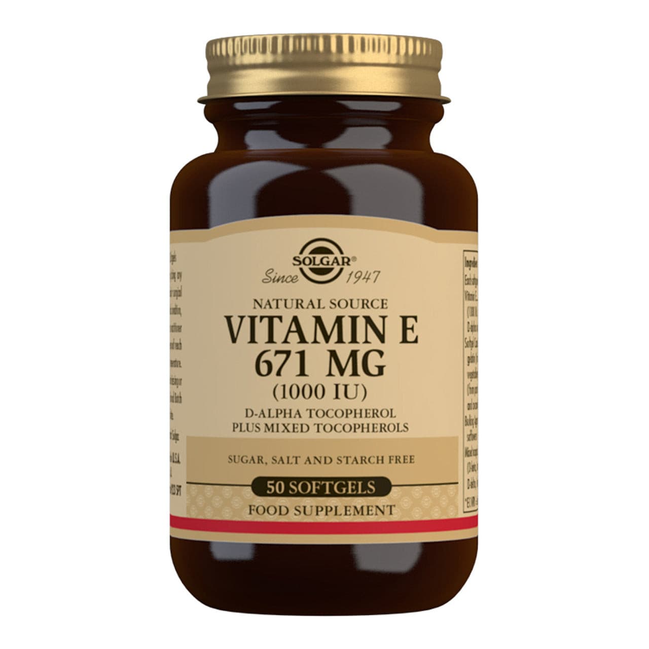 Solgar Vitamin E 671mg (1000 IU)  50 Softgels.