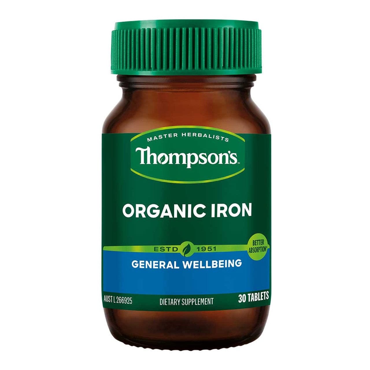 Thompson's Organic Iron 24mg 30 Tablets.