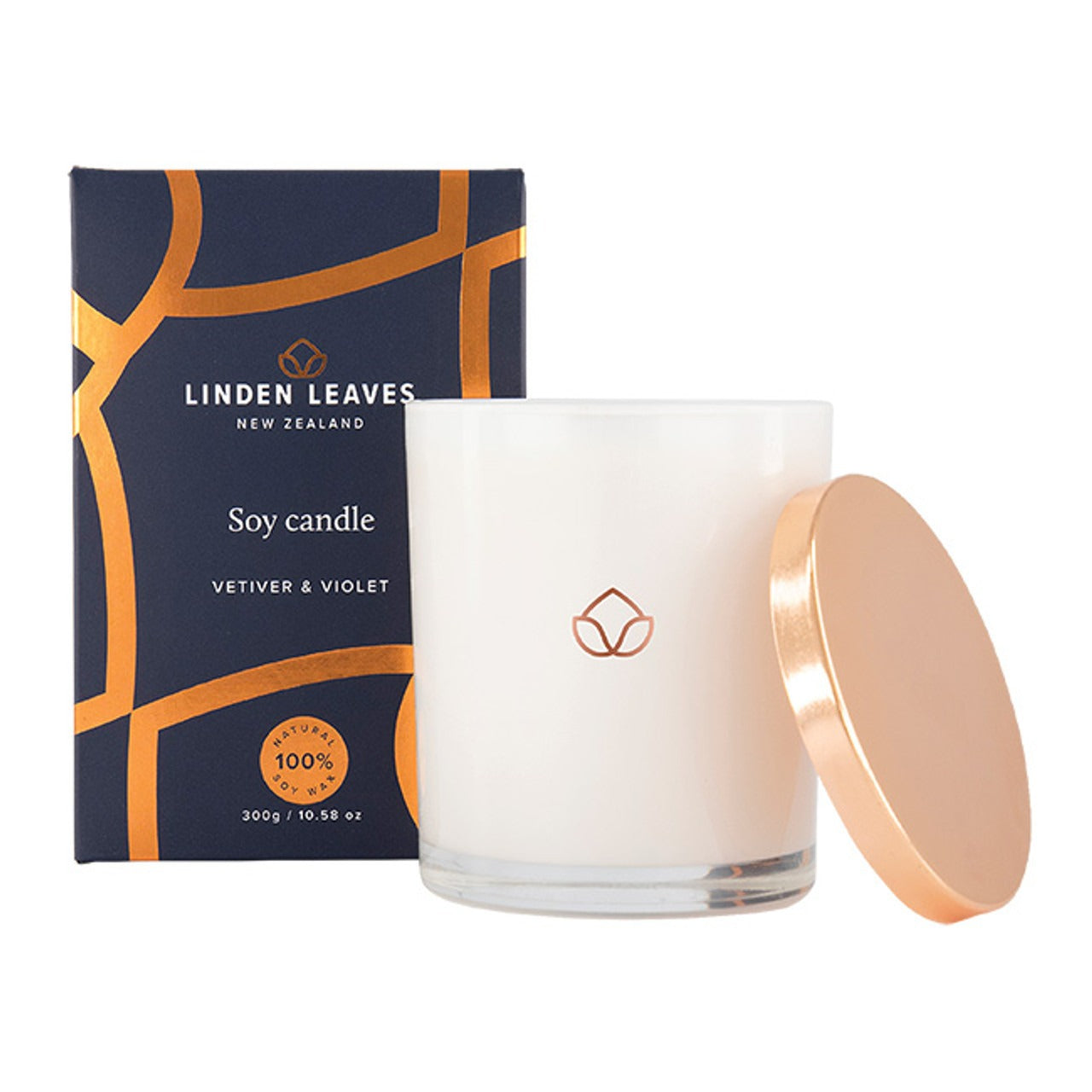 Linden Leaves Soy Candle Vetiver & Violet 300g.