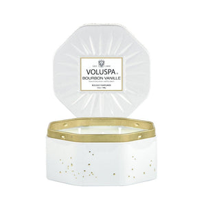 VOLUSPA Bourbon Vanille 3 Wick Octagonal Tin Candle.