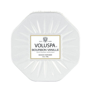 VOLUSPA Bourbon Vanille 3 Wick Octagonal Tin Candle.
