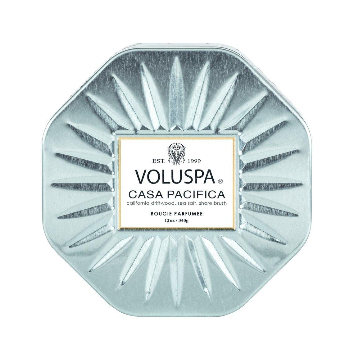 VOLUSPA Casa Pacifica 3 Wick Octagonal Tin Candle.