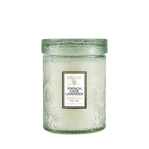 VOLUSPA French Cade & Lavender 50hr Glass Candle + Lid.