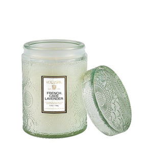 VOLUSPA French Cade & Lavender 50hr Glass Candle + Lid.