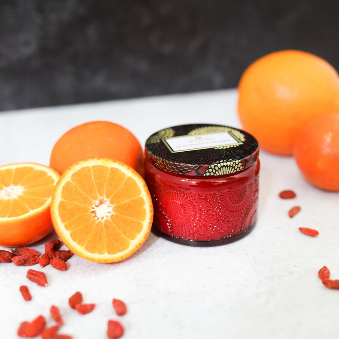 VOLUSPA Goji & Tarocco Orange Petite Jar Candle.