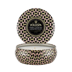 VOLUSPA Pink Citron Grapefruit 3 Wick Tin Candle.