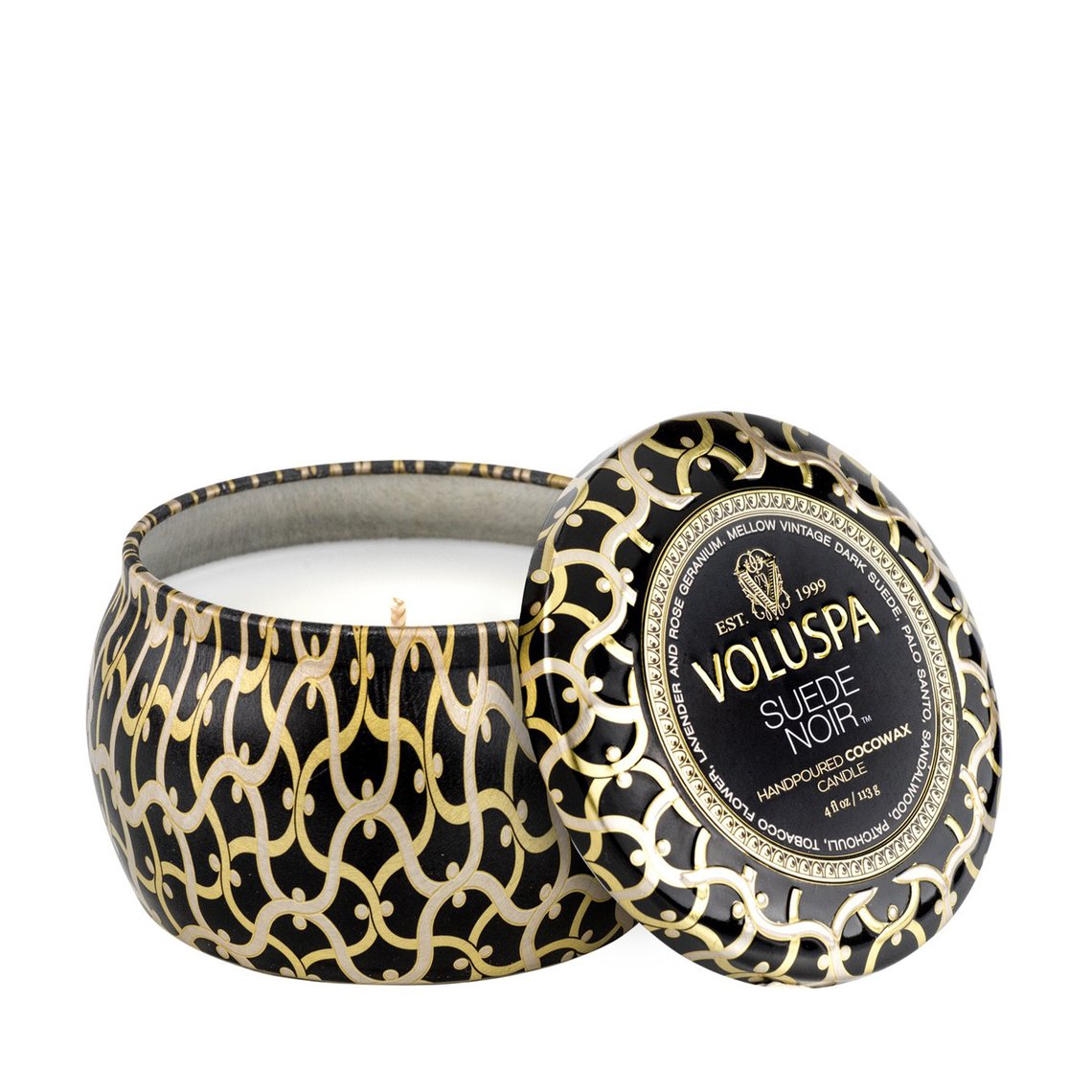 VOLUSPA Suede Noir Decorative Candle.