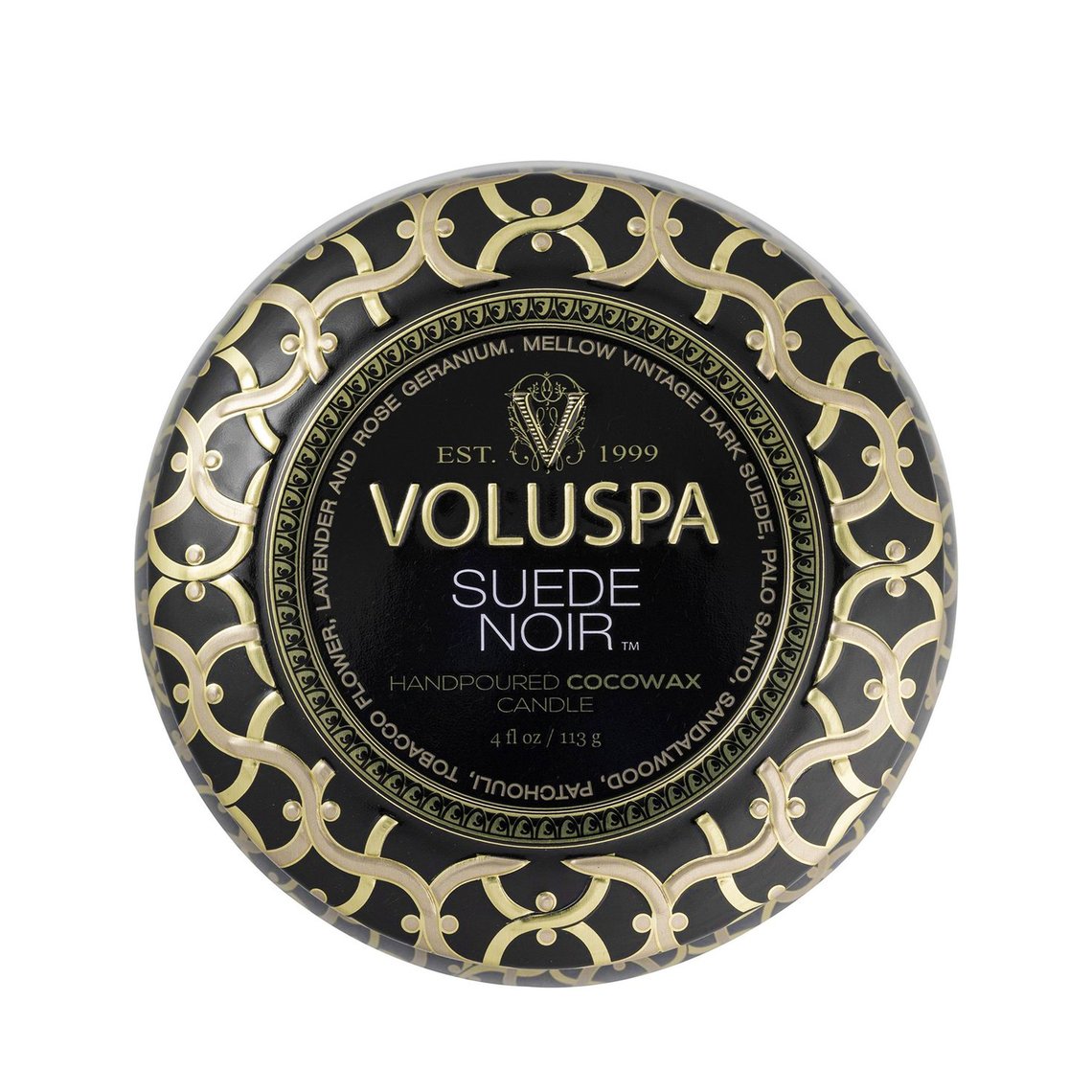 VOLUSPA Suede Noir Decorative Candle.