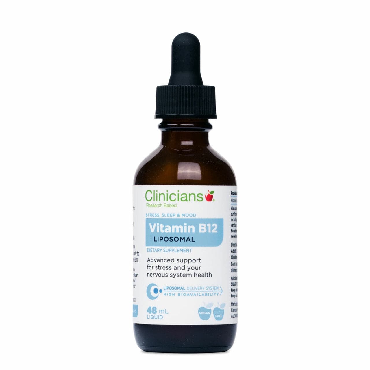 Clinicians Liposomal Vitamin B12: Advanced formula for enhanced energy, cognitive function, and nervous system support.