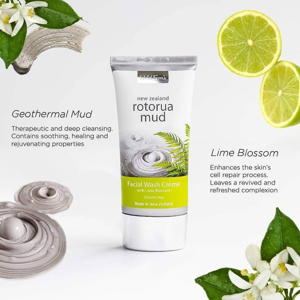 Wild Ferns Rotorua Mud Facial Wash Creme with Lime Blossom 130ml.