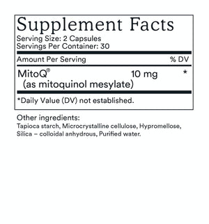 MitoQ Pure 5mg 60 Vege Capsules.