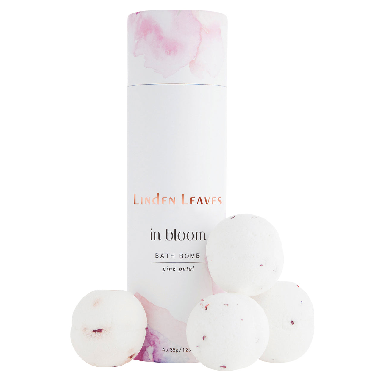 Linden Leaves Pink Petal Bath Bombs - 4 x 35g.