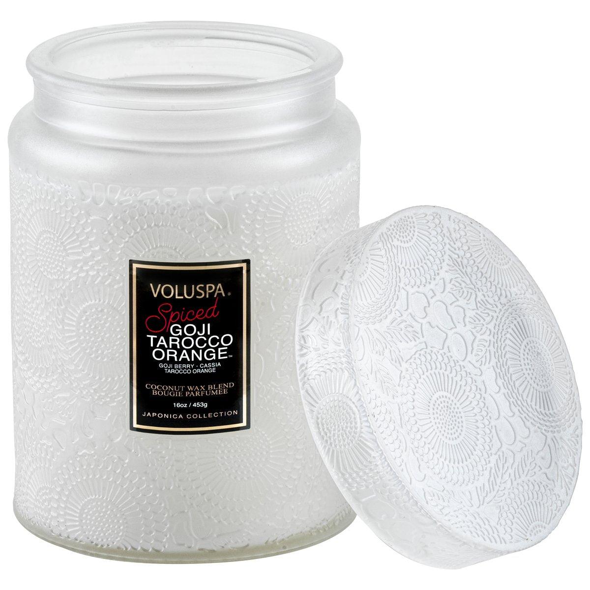 VOLUSPA Spiced Goji Tarocco Orange 100hr Candle + Glass Lid.