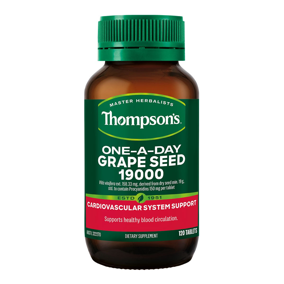 Thompson's One-A-Day Grape Seed 19000 120 Tablets